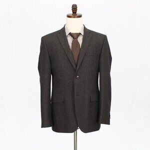 Sand 42R Brown Check 2-Button Sport Coat Blazer Jacket G919